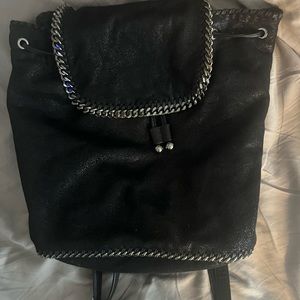 STELLA MCCARTNEY FALABELLA BACKPACK          
Signature silver diamond-cut chain